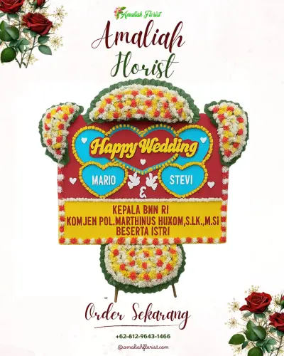 Karangan Papan Bunga Pernikahan di Sei Selincah
